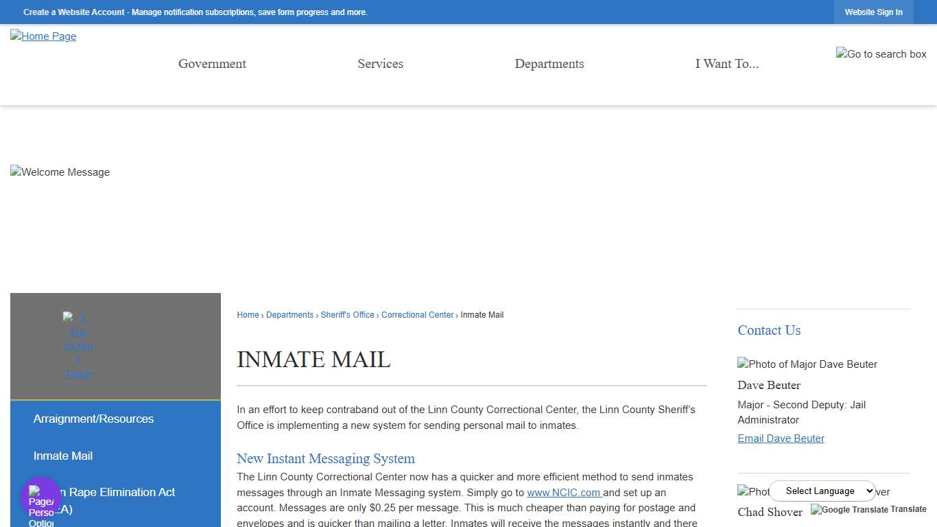 Inmate Mail | Linn County, IA - Official Website