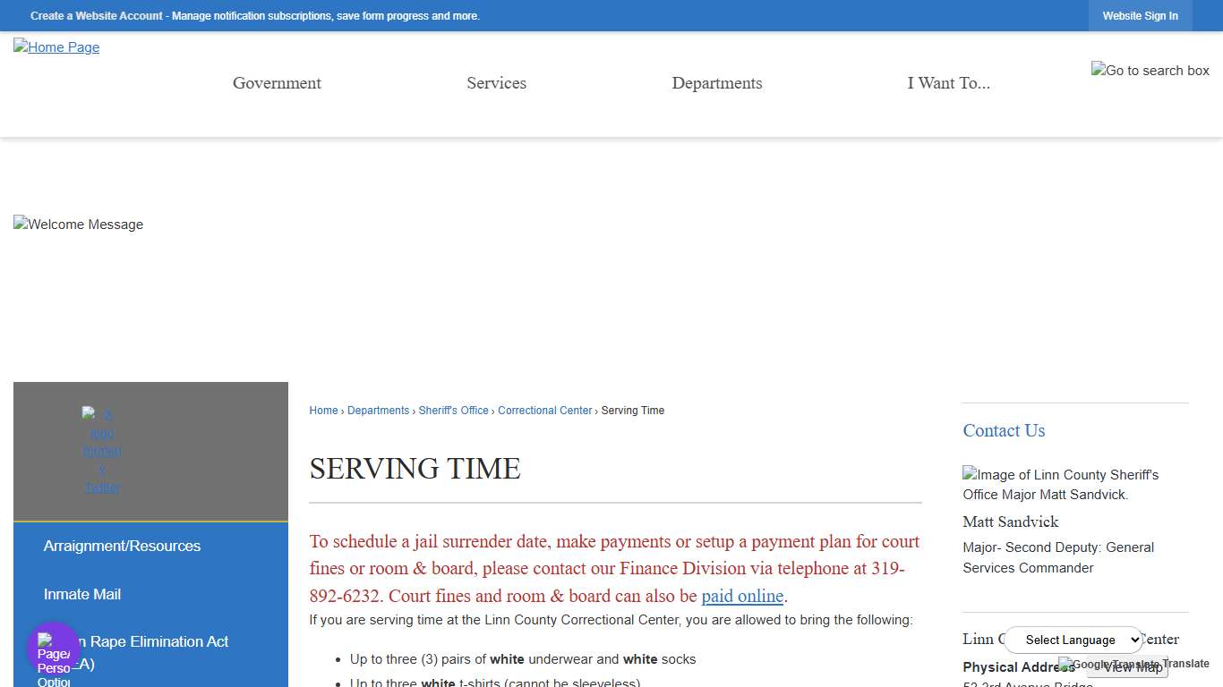 Serving Time | Linn County, IA - Official Website
